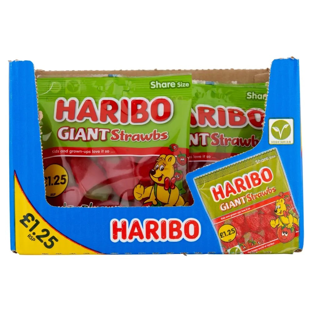 Haribo Giant Strawbs Strawberry Sweets Bags - 12 Pack x 140g product image