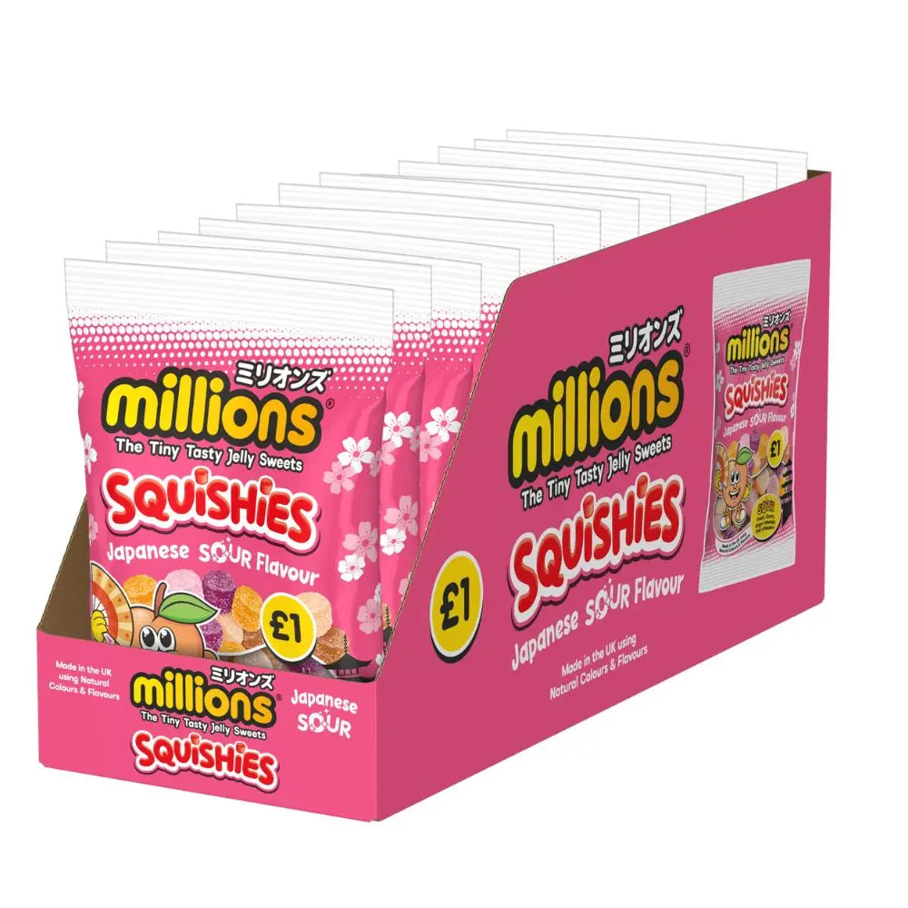Millions Squishies Japanese Sour Flavour full case of 12 bags
