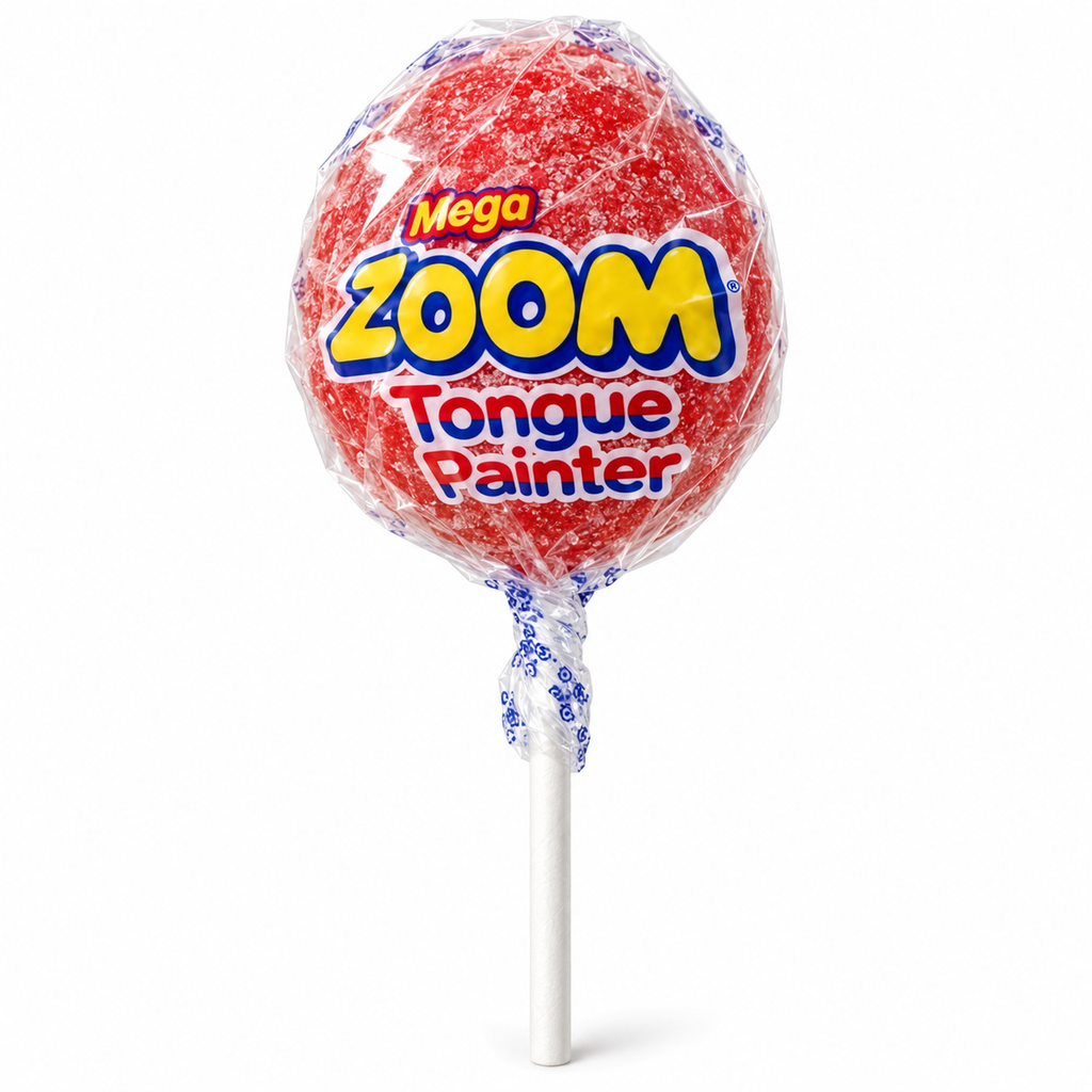 Large Sour Lollies | Sour Zoom Blue Red Green Tongue Painter Lollypop Tub | Halal Sweet Snack by Vidal | Choose between 50/25/10 pieces — product image