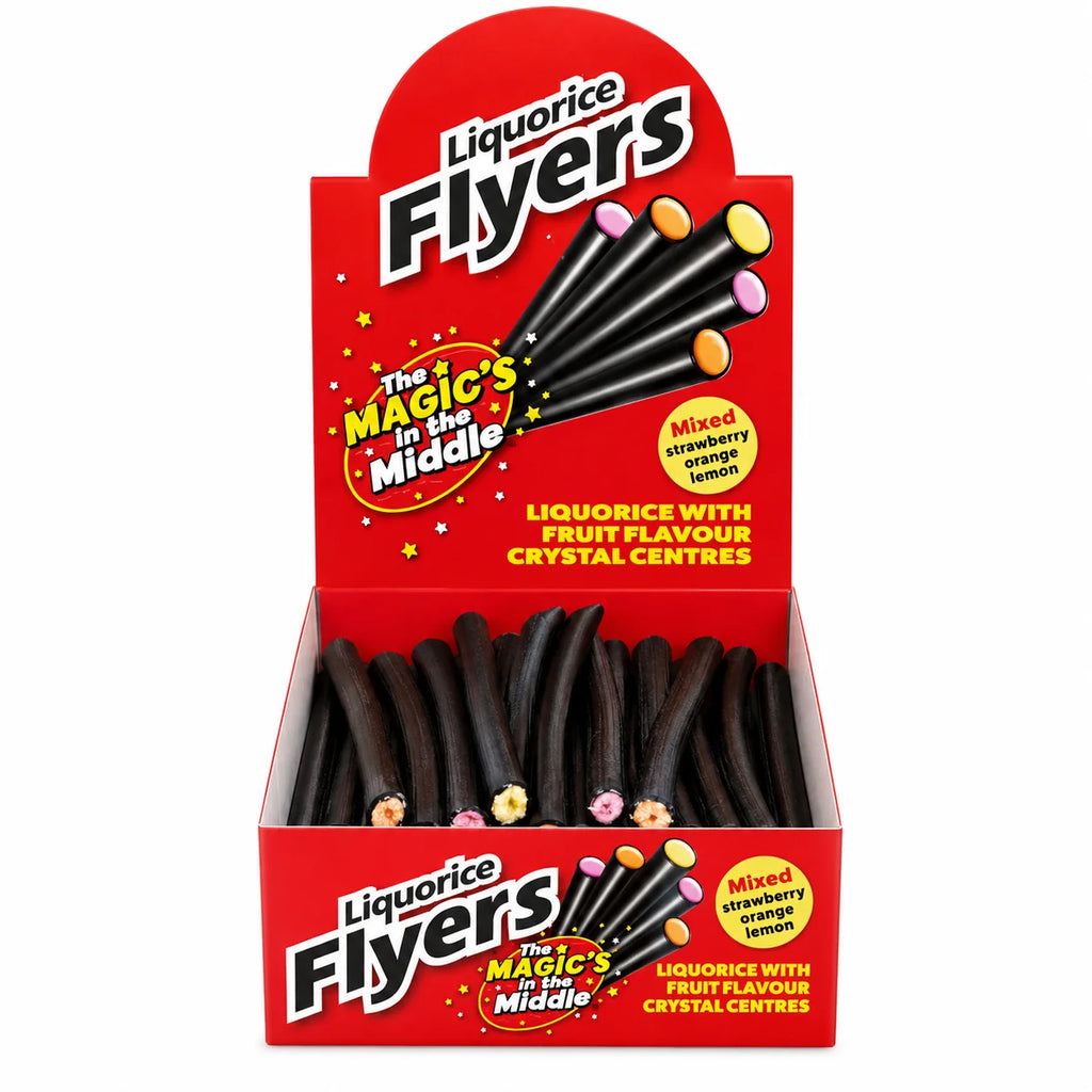 Stockley’s Original Liquorice Flyers in an open display box